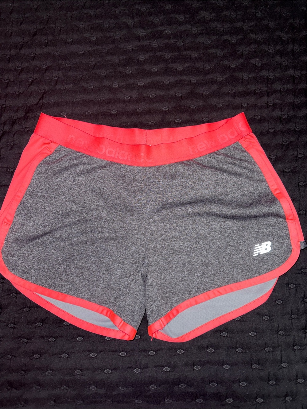 New Balance Gray Athletic Shorts with Coral Trim